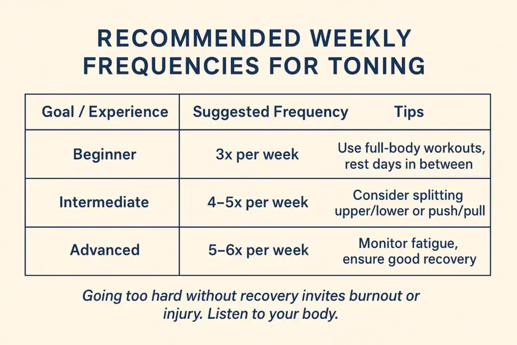 Achieving the Perfect Tone: How Often Should You Exercise for Results? 2 Graphic to show how often you should do exercise to help with toning Smethwick